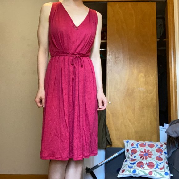 Agnès B Red Sleeveless Tie Back 100% Linen Dress sz S - Picture 3 of 12